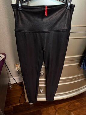 SPANX Black Faux Leather High-Waist Leggings